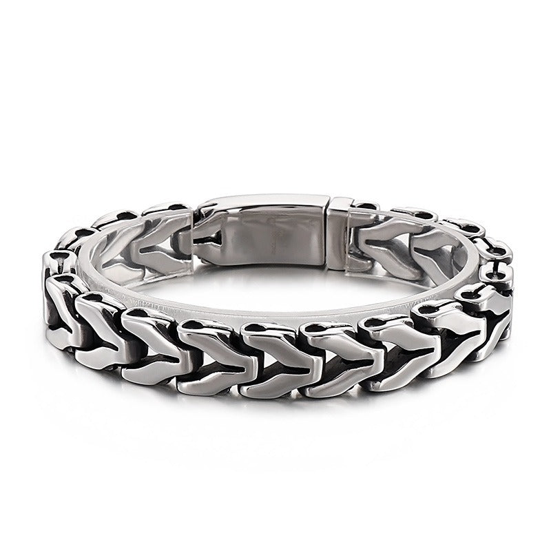 Kemstone Vintage Punk Titanium Steel Bone Chain Bracelet – Bold Retro Style KB148837
