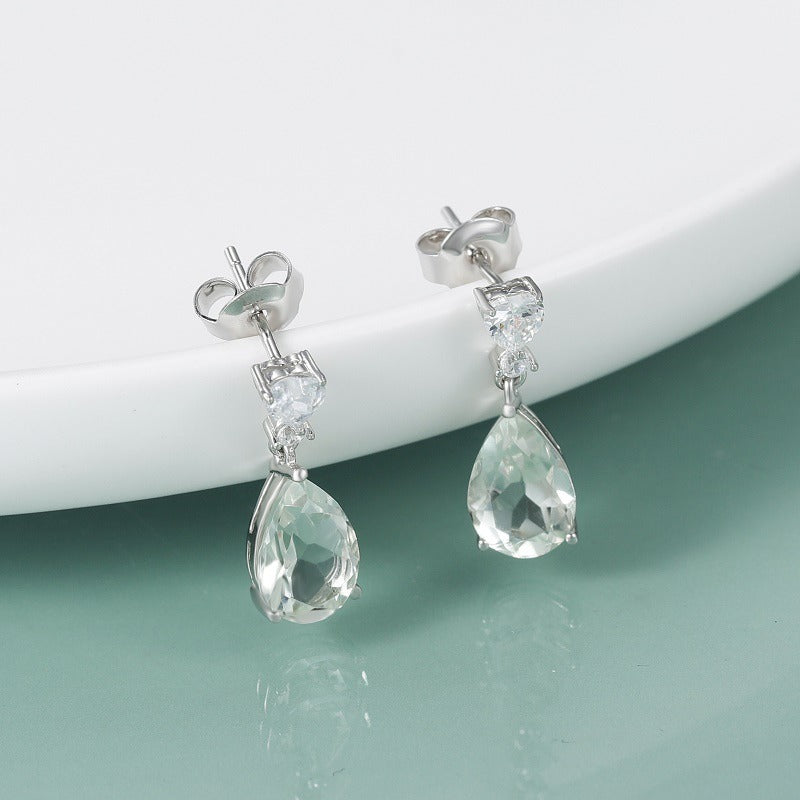 Pendientes de amatista verde natural de plata de ley con diseño original hechos a mano de Kemstone, joyería de boda