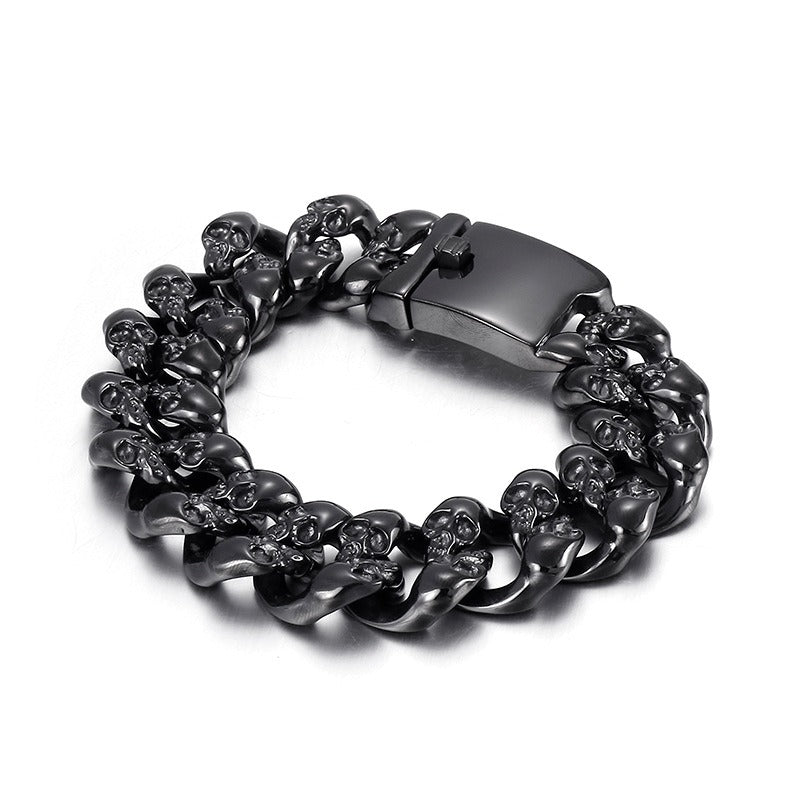 Bracciale a catena con teschio vintage Kemstone - Acciaio inossidabile Rebel Spirit KB78434-BD