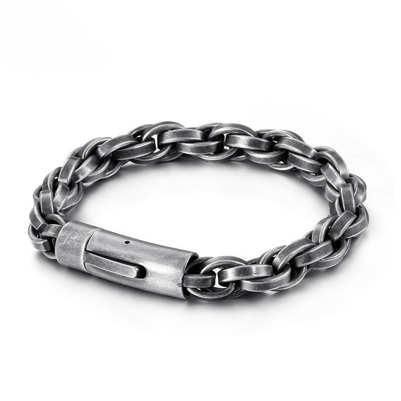 Brazalete Kemstone Vintage de acero y titanio para hombre - Diseño minimalista KB119221