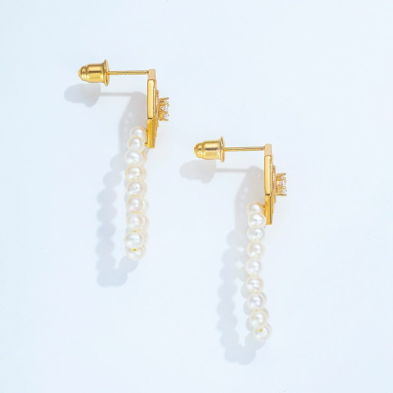 Pendientes de botón hexagonales de perla barroca de plata de ley S925 hechos a mano con diseño original de Kemstone para mujer