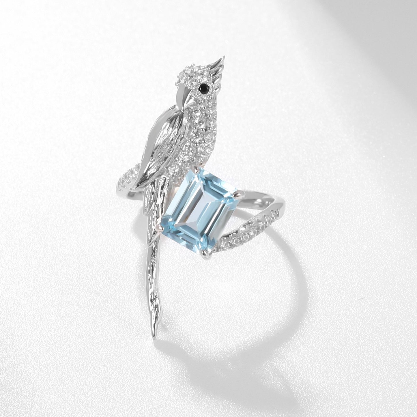 Anillo de plata de ley 925 con amatista y topacio azul cielo, diseño original artesanal de Kemstone, K245021R