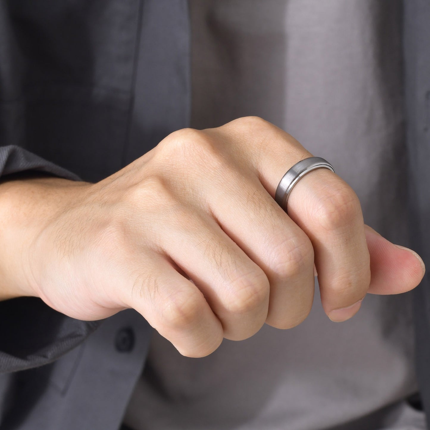 Kemstone Tungsten Steel Graduation Ring – 5mm Black & Gold Matte Finish Men's TCR-061