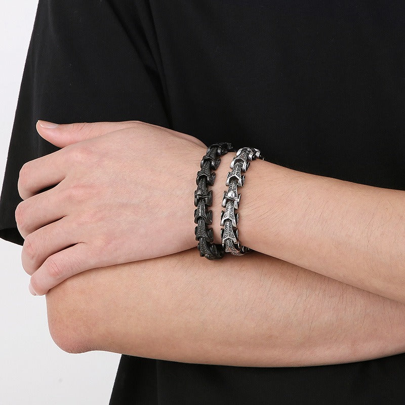 Kemstone Men’s Dragon Spine Chain Bracelet – 11mm Stainless Steel Gothic Norse KB40302-D