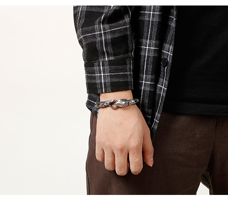 Gothic Snake Scale Chain Bracelet & Necklace – Vintage Titanium Steel Serpent Jewelry for Men KB126122