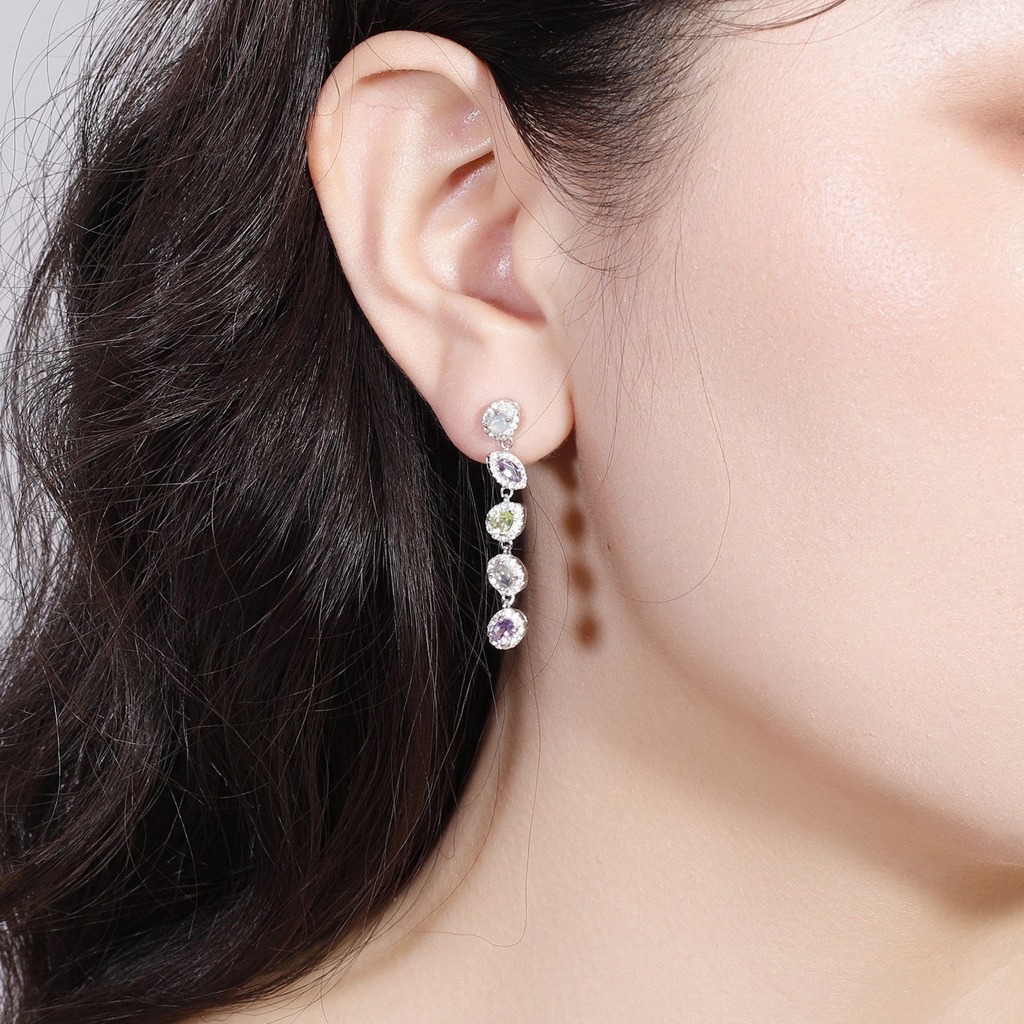 Orecchini pendenti in argento sterling con pietra preziosa naturale opale, realizzati a mano, originali, Kemstone, per donna, K231009E