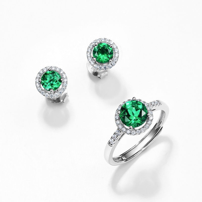Anillo de plata S925 para mujer, diseño original artesanal de Kemstone, con esmeralda cultivada en laboratorio vintage. Anillos abiertos para mujer.