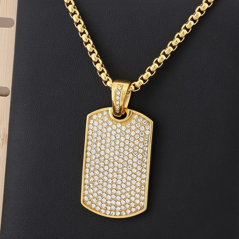 Kemstone Men's Iced-Out Pendant – Full Crystal Cuban Link Stainless Steel KP130506