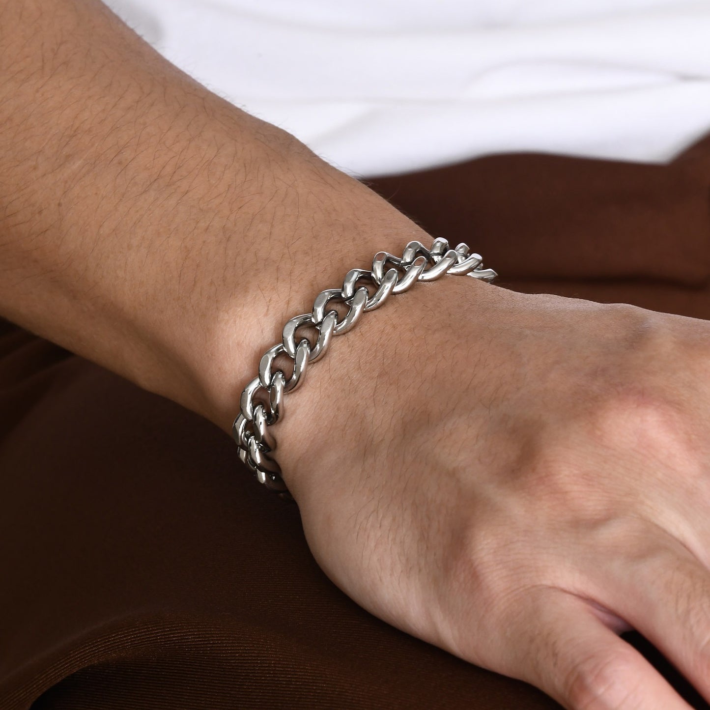 Kemstone Men’s Stainless Steel Bracelet – Matte Heavy Chain Magnetic Clasp ED-796