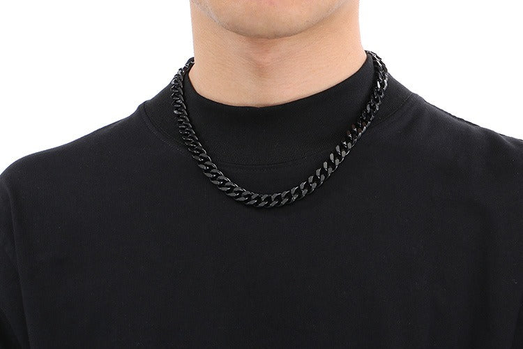 Kemstone Men’s Stainless Steel Curb Chain Necklace – 3-9.5mm Width, 45-50cm, Minimalist Street Armor KN93473-Z