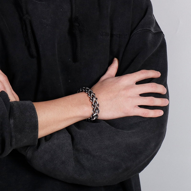 Kemstone Men’s Stainless Steel Viking Chain Bracelet – 16–20mm Gothic Street Warrior KB82293-BD