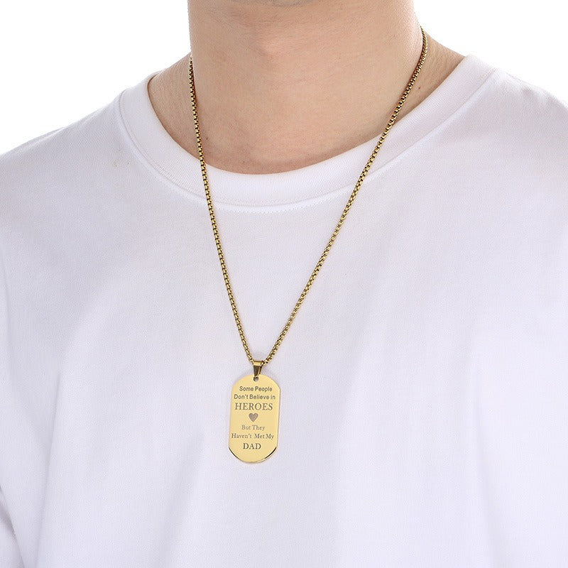 Kemstone Men’s Titanium Steel Pendant Necklace – Jewelry Gift for Dad A19-KP100209-Z