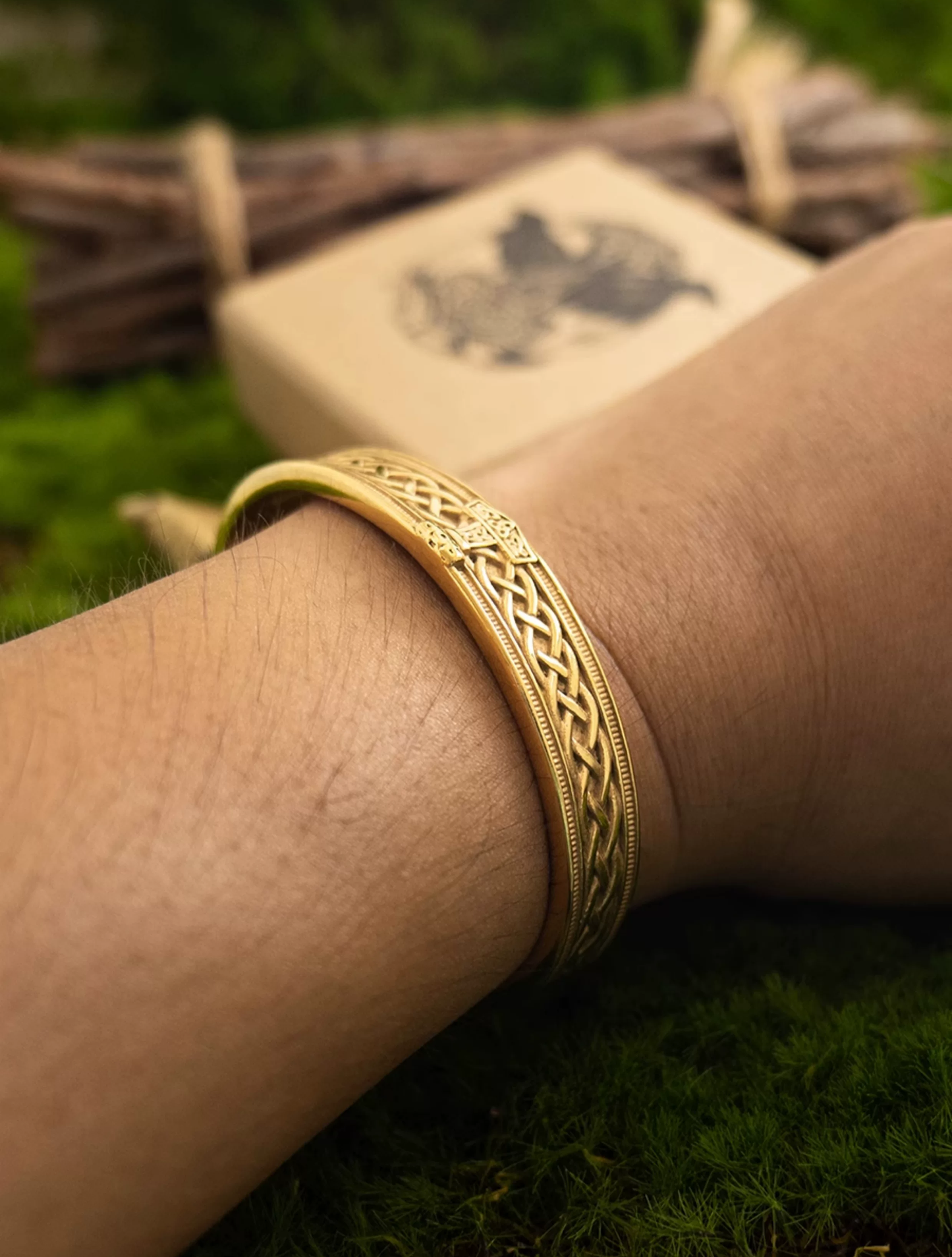 Kemstone Mjölnir Power Nordic Gold Cuff Bracelet – Titanium Steel Viking Men’s Jewelry NWB-605497