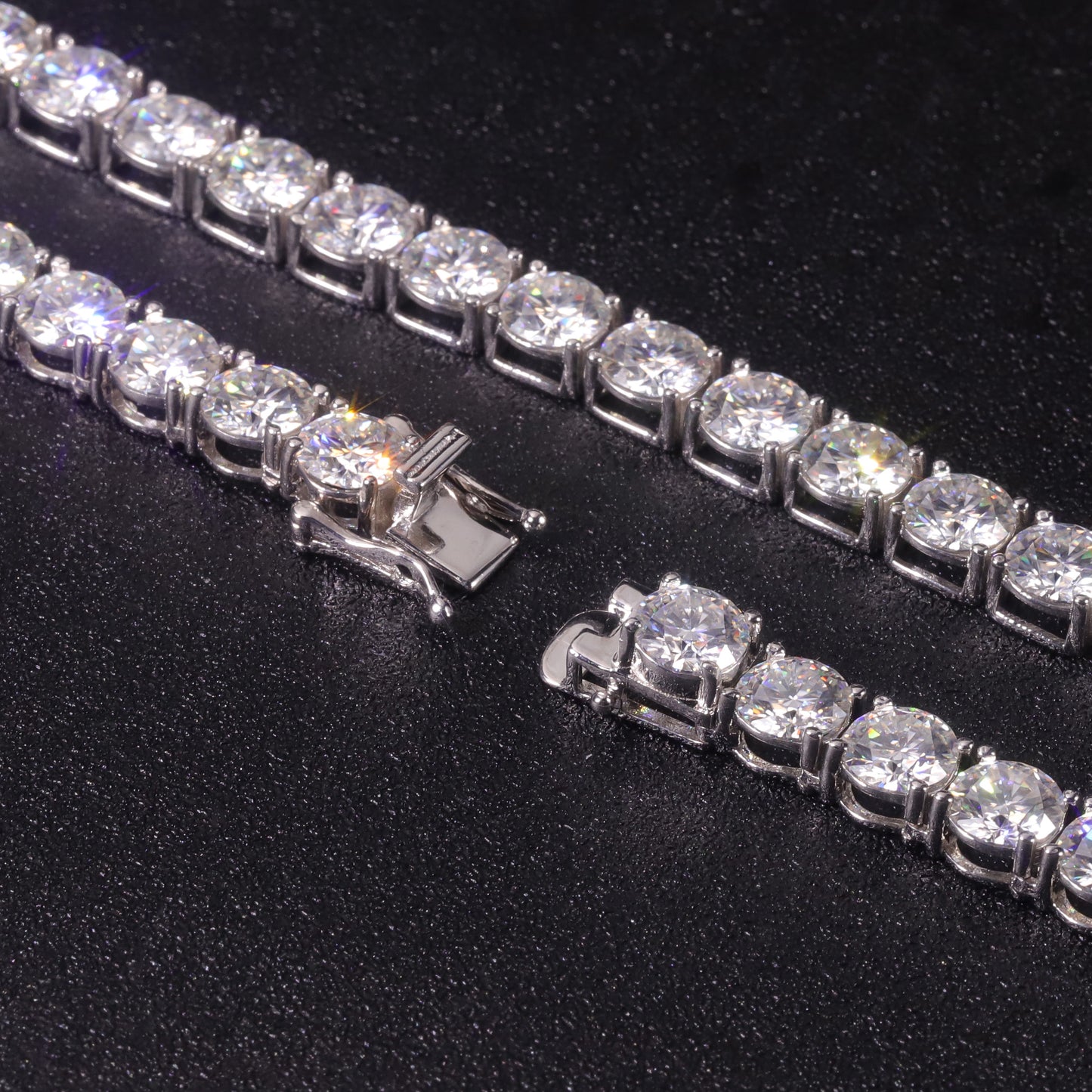 Kemstone 0.1 Ct Moissanite Tennis Bracelet – Classic 925 Sterling Silver Bangle for Men & Women