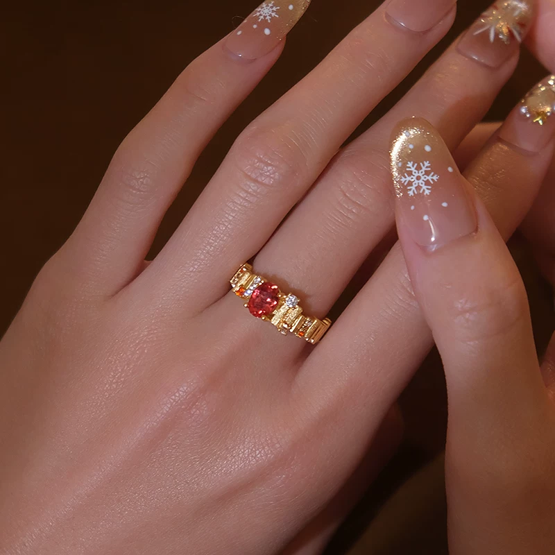 Kemstone Papaya Light Ruby-Hued Sapphire Ring – 925 Silver 18K Gold Vermeil RSY-R17284