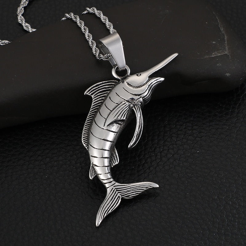 Kemstone Deep Sea Predator Pendant – Punk Tuna Necklace in Polished Stainless Steel KP57654-BD