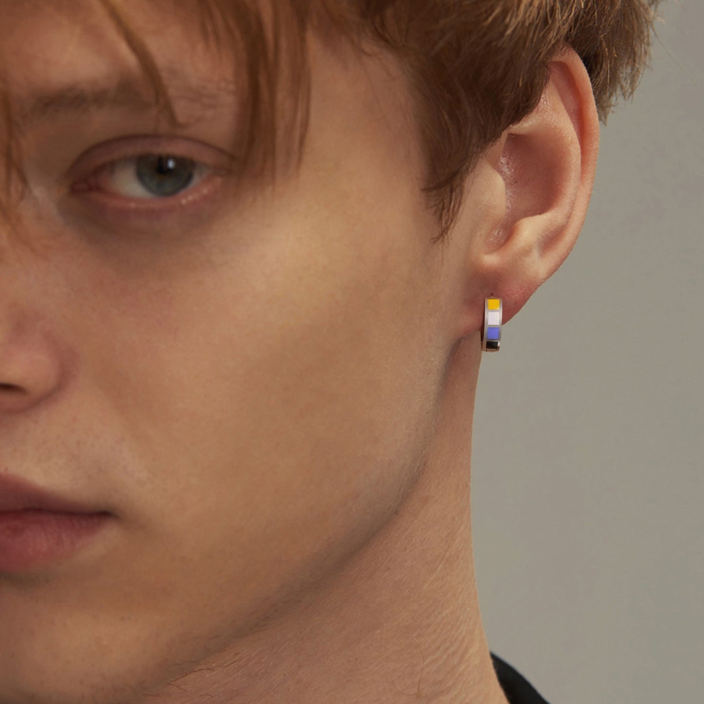 Kemstone Stainless Steel Color Block Hoop Earrings – 13mm Small Huggie Punk Street Style PE-014