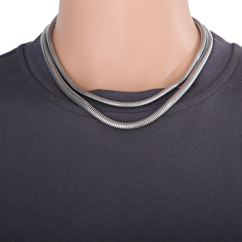 Kemstone Snake Chain Necklace for Men – 5mm 6mm Stainless Steel Streetwear Jewelry KN203822-Z