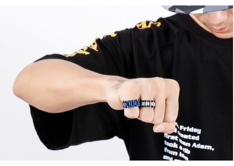 Kemstone Watch Chain Ring – Stainless Steel Hip-Hop Minimalist Jewelry for Men & Women KR86690