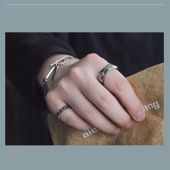 Kemstone Starburst Titanium Steel Ring – Bold Faceted Men’s Ring | NWR-621033