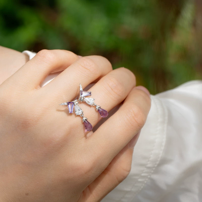 Pendientes de unicornio estrellado de diseño original hechos a mano por Kemstone – Pendientes de fantasía de amatista en plata de ley para mujer EME-529286