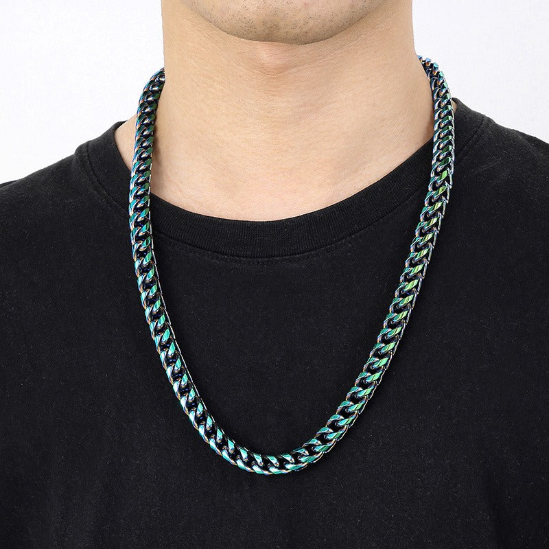 Kemstone Titanium Steel Textured Sphere Chain Necklace – Urban Edge Vacuum Plated Men's Jewelry KN236908