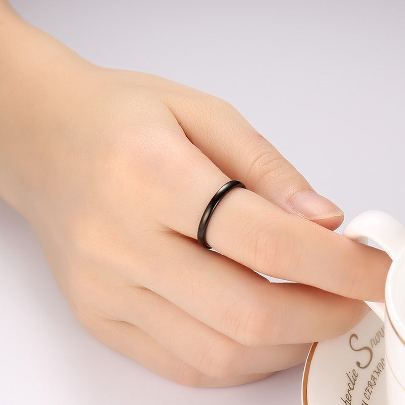 Anillo minimalista de pareja de acero de tungsteno Kemstone | Acabado liso, elegancia para el día a día TCR042
