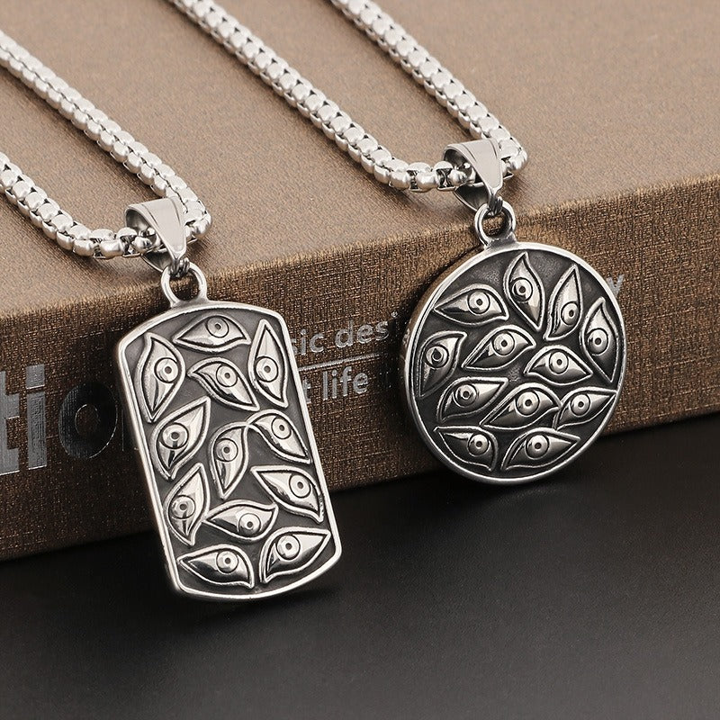 Kemstone Vintage God's Eye Demonic Square Stainless Steel Pendant Necklace – Punk KP130469