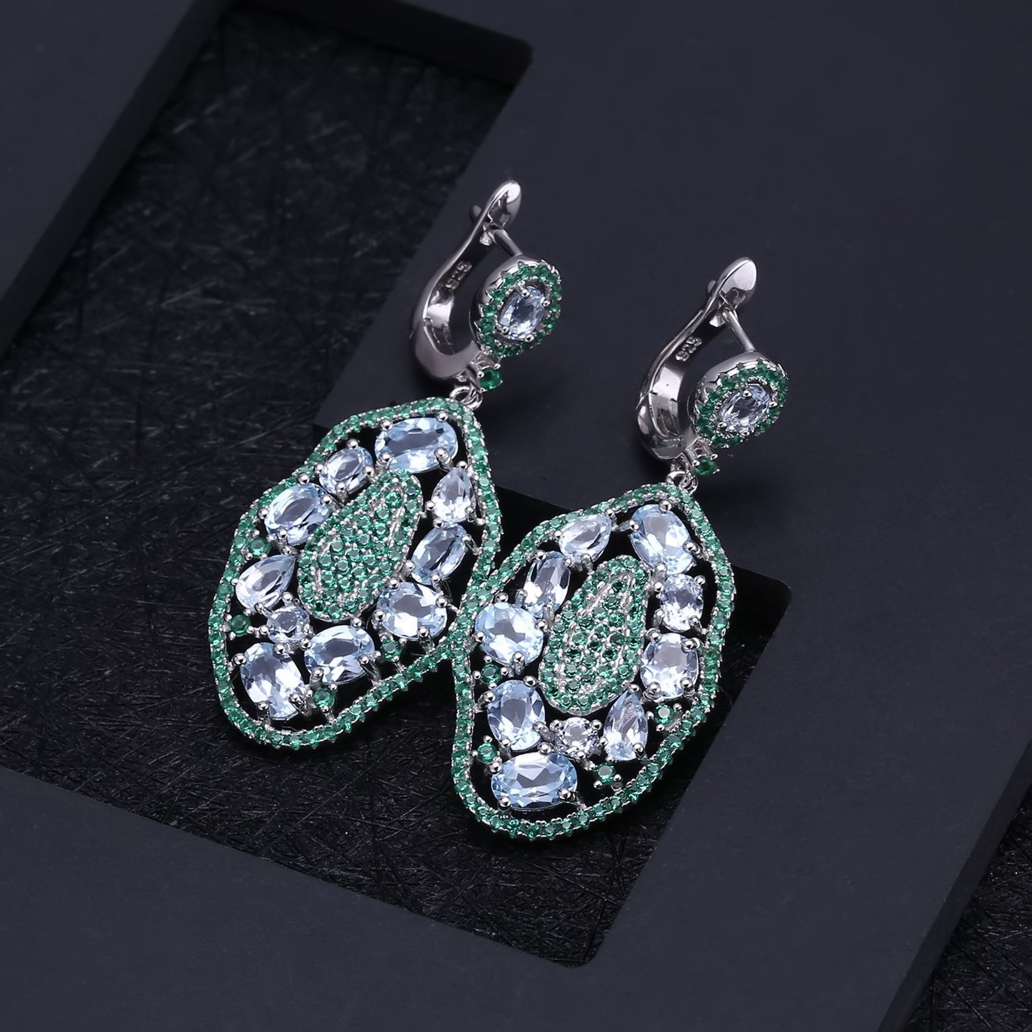Pendientes colgantes de topacio natural en plata de ley S925, diseño original, hechos a mano, vintage y lujosos, de Kemstone, K24417E