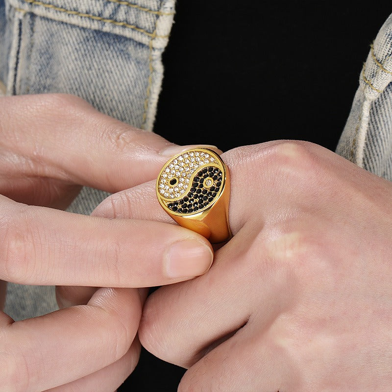 Kemstone Bold Statement Rings β Stainless Steel Lion Head / Cross / Yin Yang Signet KR112697