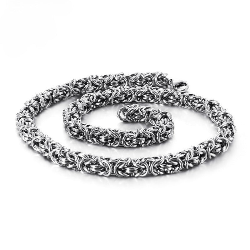 Kemstone Viking Dragonbone Chain Necklace for Men – Stainless Steel Biker Jewelry, 6-8mm KN93419-Z