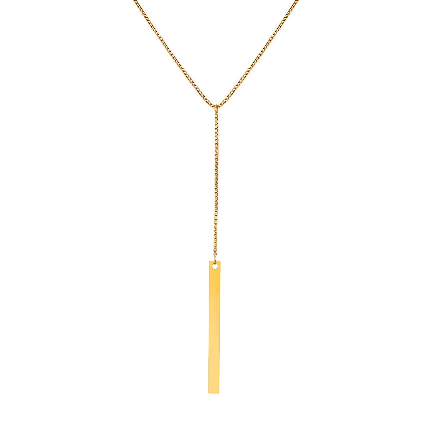 Collar de cadena de acero inoxidable Kemstone para mujer - Colgante de borla rectangular en forma de Y con diseño minimalista moderno NC1572
