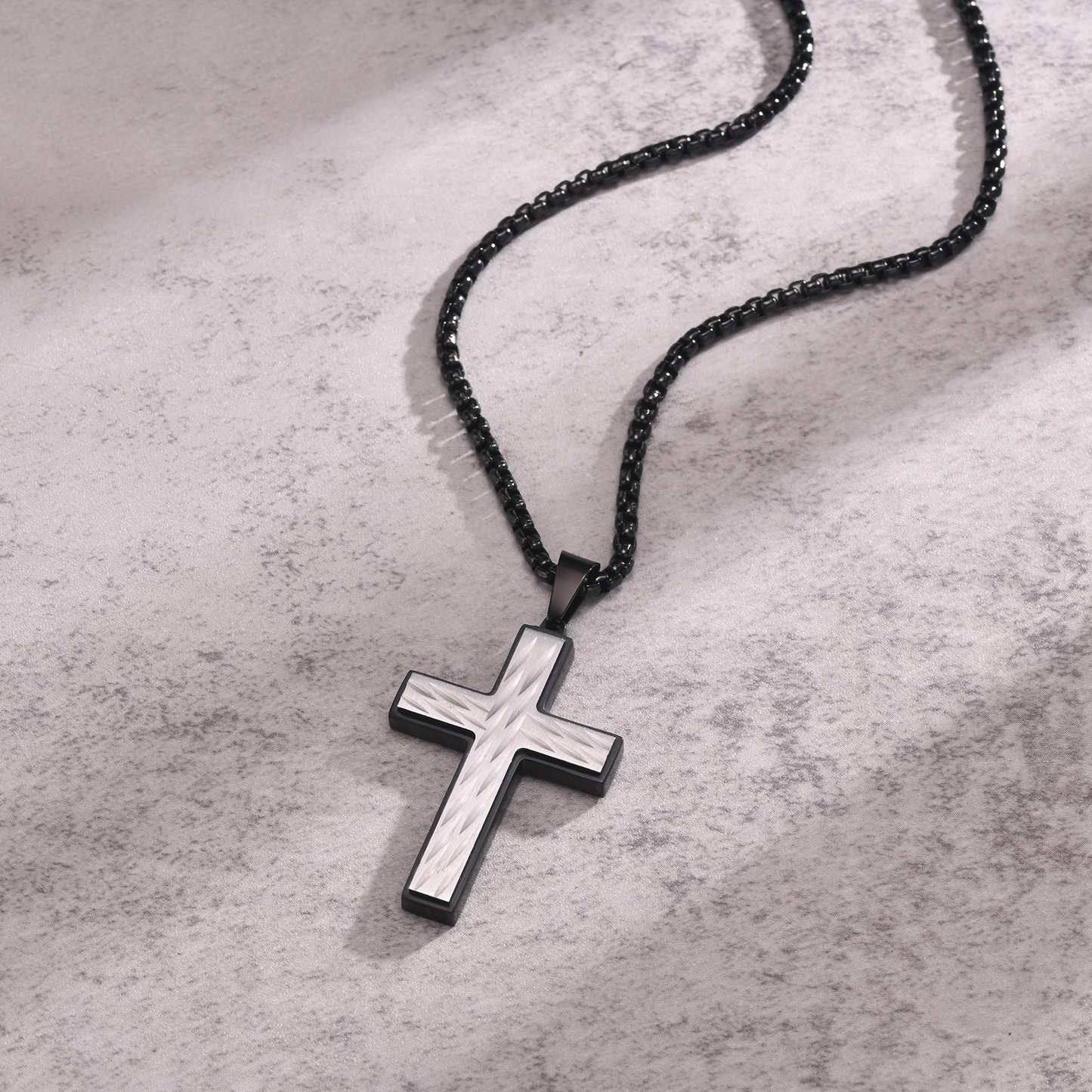 Kemstone Stainless Steel Blade Cross Pendant Necklace – IP Black Chain for Men PN-1982