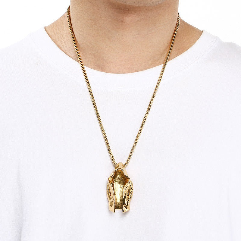 Kemstone Cloak Pendant Necklace Stainless Steel Sculptural Statement Design for Men KP117760-LU