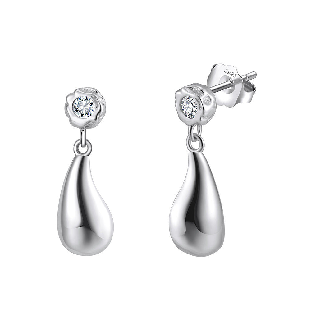 925 Sterling Silver Water Drop Earrings for Women | Minimalist Teardrop Dangle Jewelry with 5A Cubic Zirconia by Kemstone A4-APE140