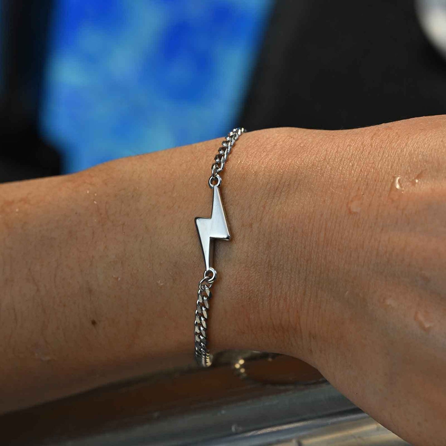 Kemstone Lightning Bolt Bracelet – Stainless Steel Couples Jewelry, Silver/Gold BR-2620