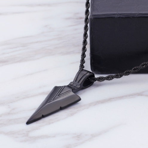 Kemstone Men’s Stainless Steel Arrowhead Necklace – Triangle Vintage Jewelry, Gold/Silver/Black KP79565-K