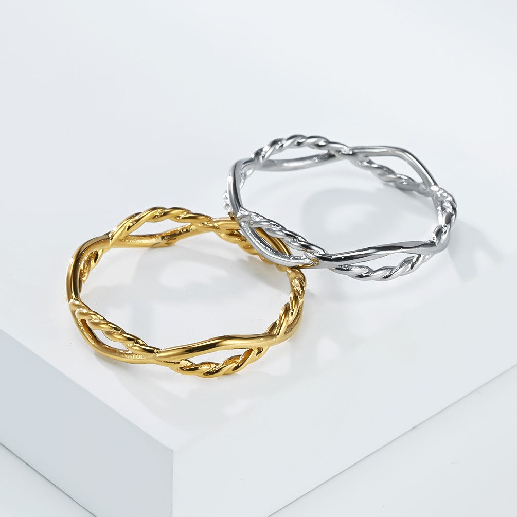 Kemstone Twisted Rope Ring – Stainless Steel Braided Women’s Jewelry K-R1072