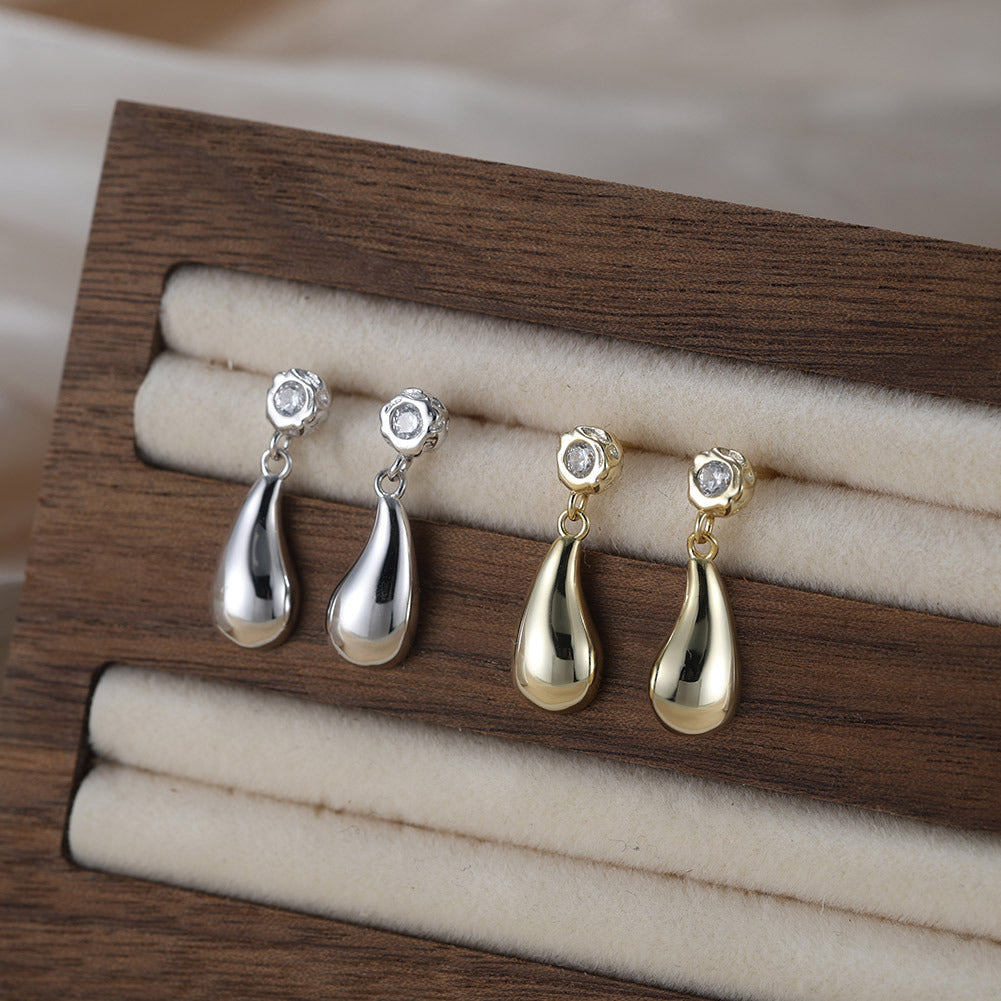 925 Sterling Silver Water Drop Earrings for Women | Minimalist Teardrop Dangle Jewelry with 5A Cubic Zirconia by Kemstone A4-APE140