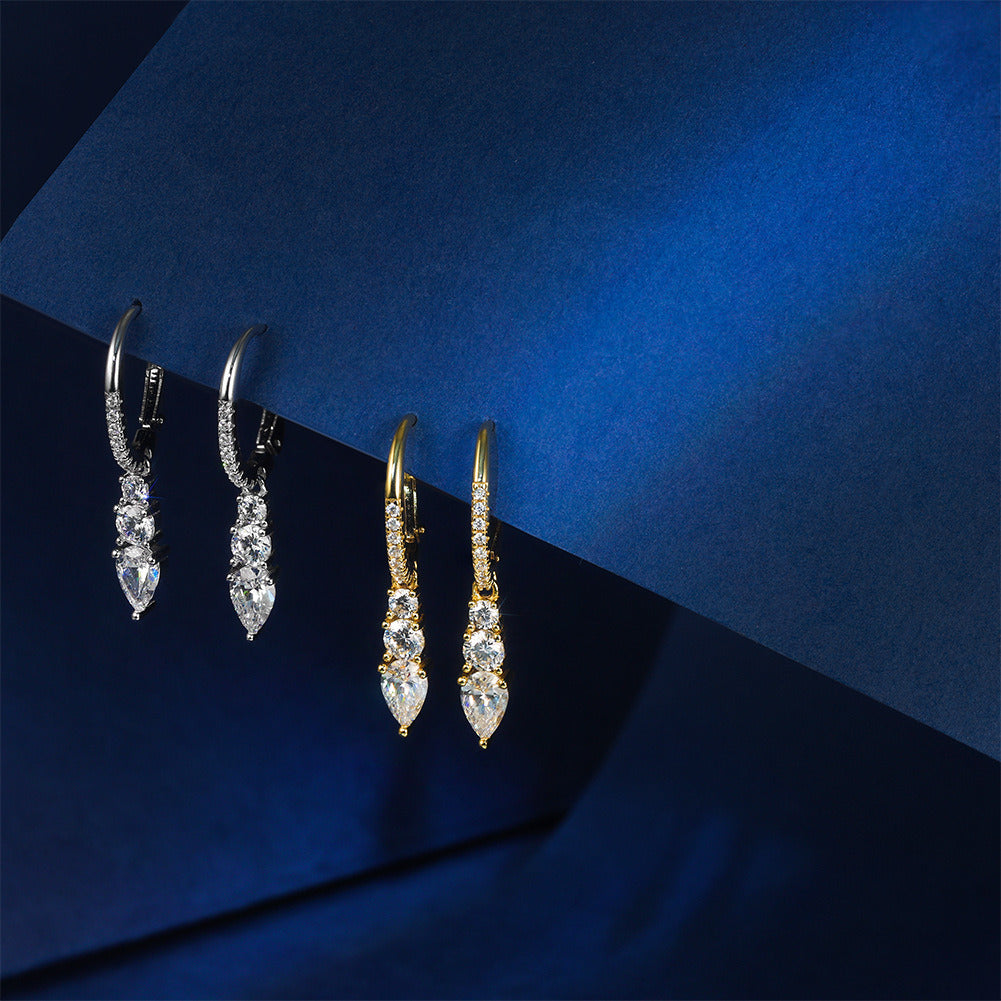 925 Sterling Silver Teardrop Cubic Zirconia Drop Earrings for Women | Gold & Platinum Plated Hypoallergenic Dangle Jewelry by Kemstone A4-LZE60