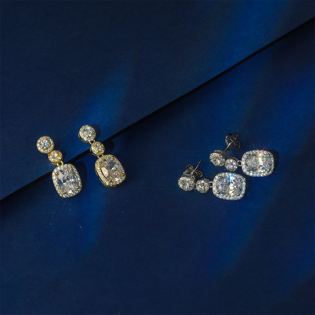 925 Sterling Silver Cubic Zirconia Drop Earrings for Women | Gold & Platinum Plated Sparkling Dangle Jewelry by Kemstone A4-LZE59