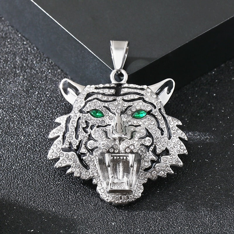 Kemstone Men’s Titanium Steel Tiger Pendant Necklace – Iced-Out Hip Hop Jewelry KP116390-MZOZ