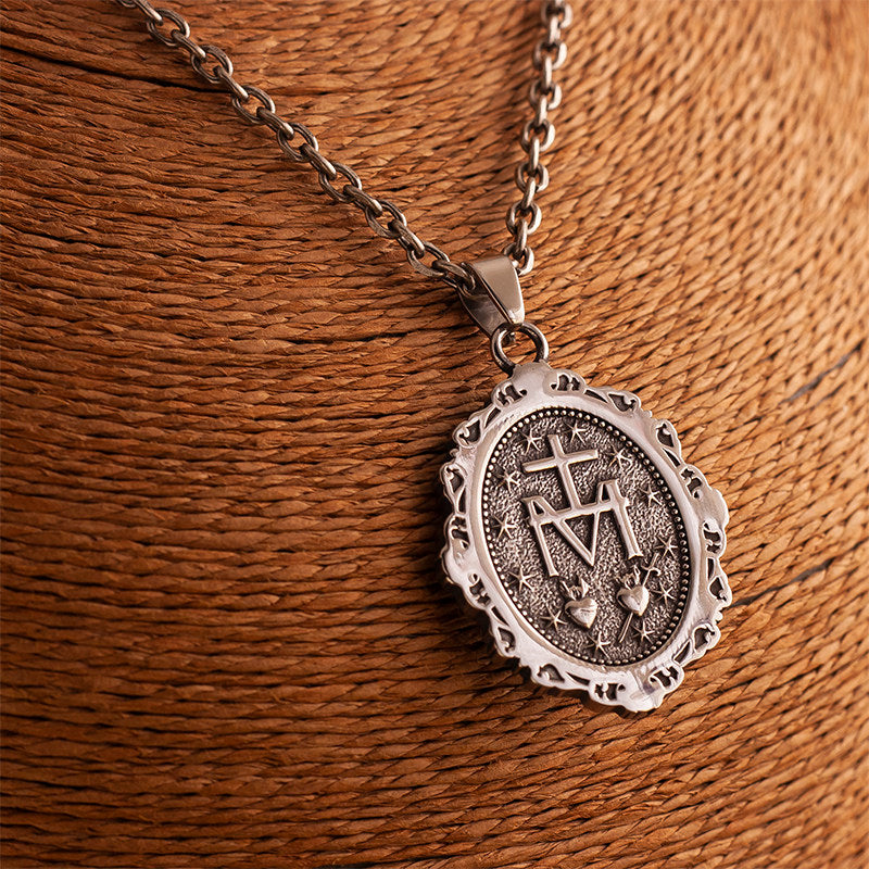 Kemstone Dual-Sided Vintage Dark M Pendant Necklace for Men – Titanium Steel NW-XL222