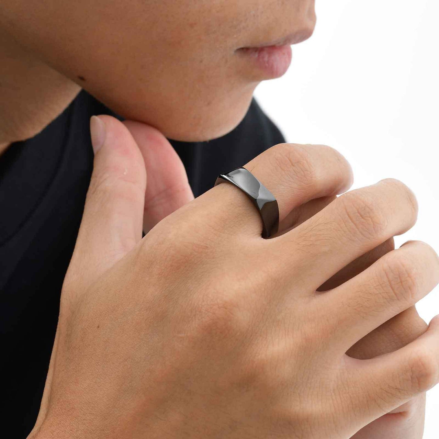 Kemstone Stainless Steel Geometric Ring – Pentagon Minimalist Band for Men RC-915