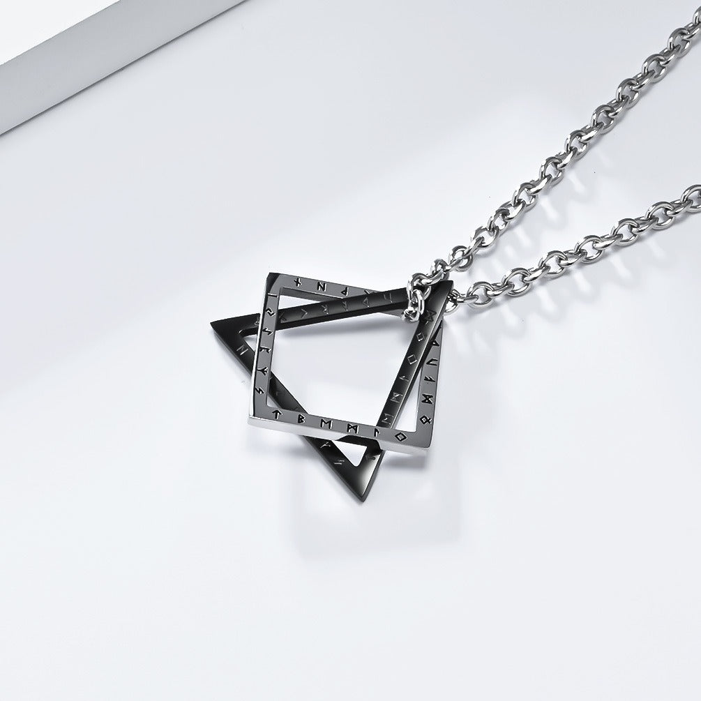 Kemstone Triangle Square Geometric Necklace for Men Stainless Steel K-PT580