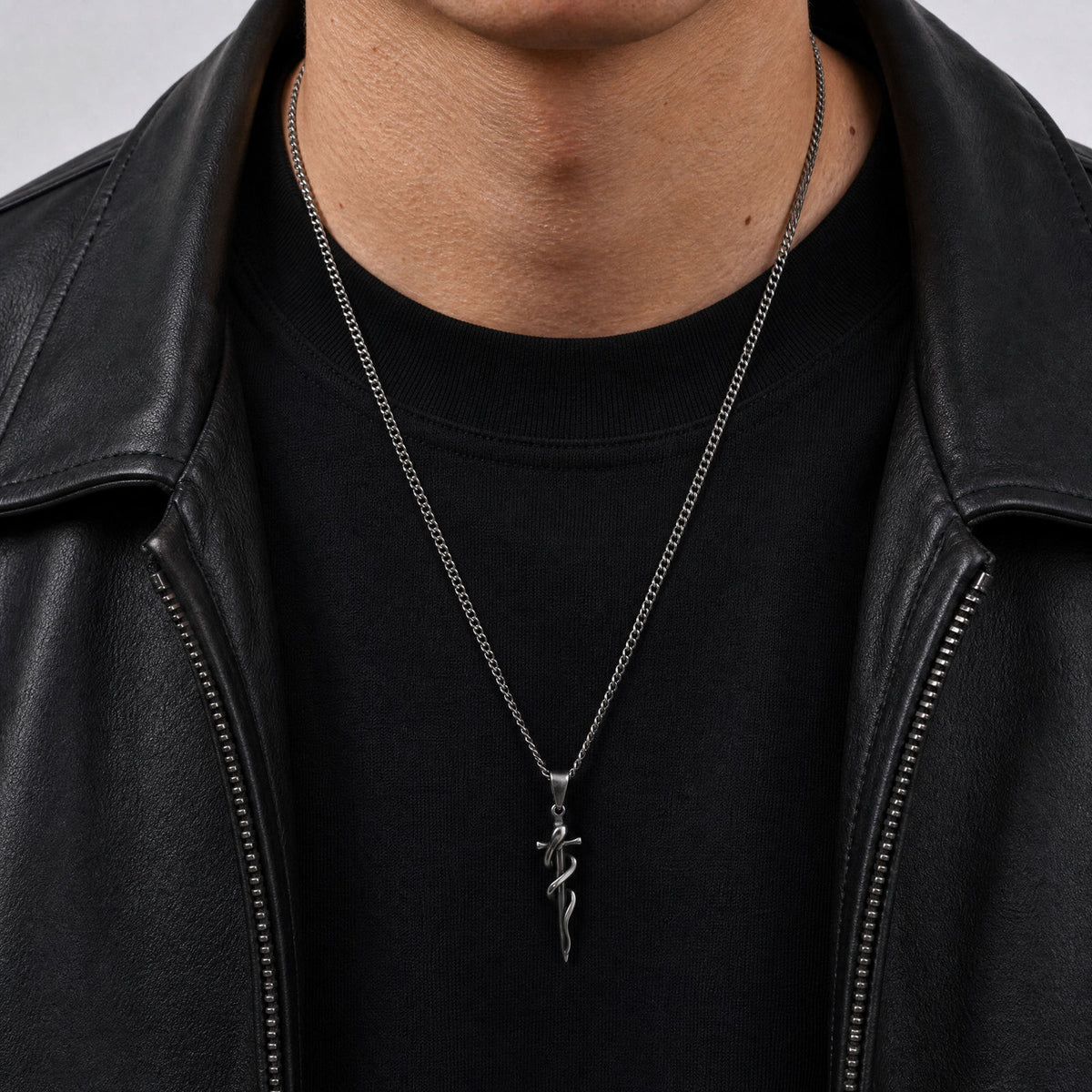 Kemstone Snake Sword Pendant Necklace for Men Stainless Steel PN-2391