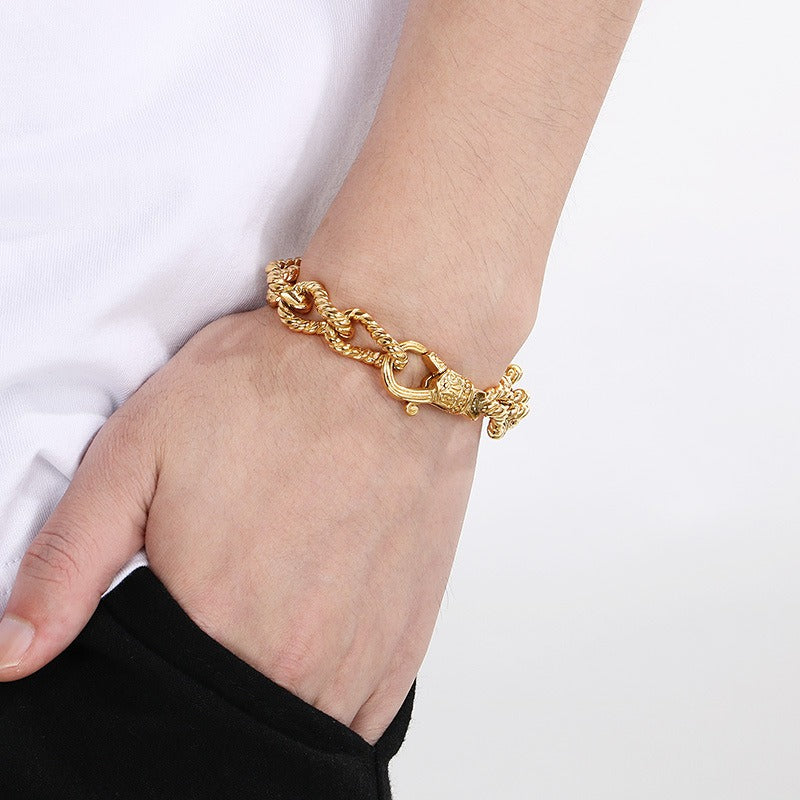 Kemstone Titanium Steel Twisted Rope Chain Bracelet for Men – Vintage Punk KB184819-KJX