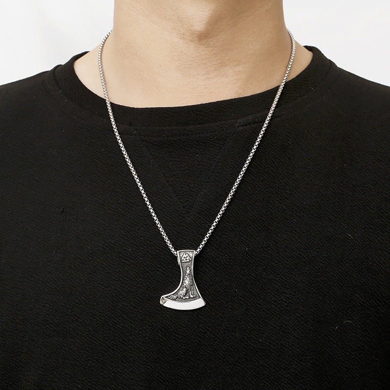 Kemstone Titanium Steel Viking Axe Pendant Necklace for Men KP130625-TLX