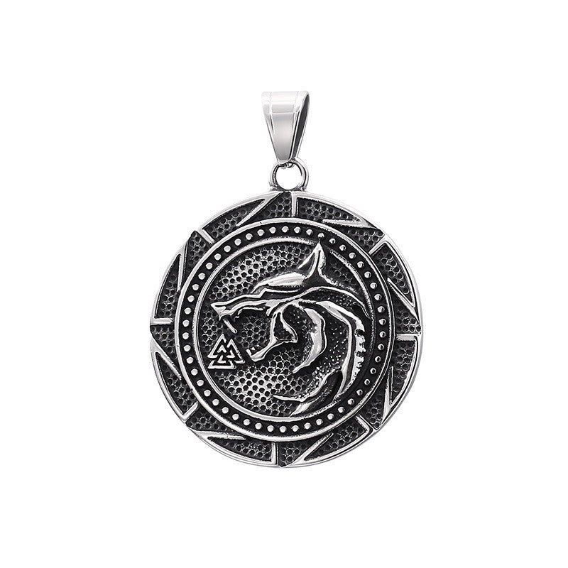 Kemstone Viking Wolf Pendant Necklace for Men – Stainless Steel Symbol Jewelry KP116382-MZOZ