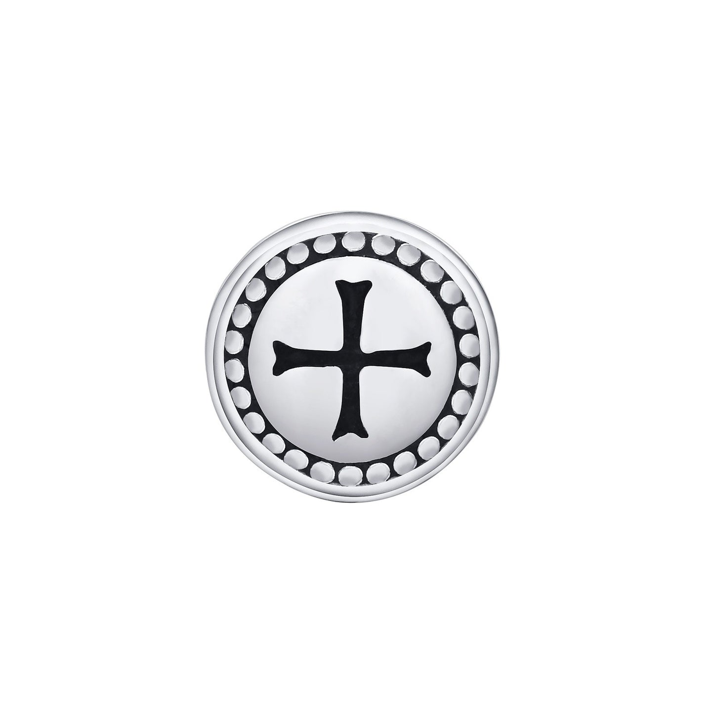Kemstone Men’s Stainless Steel Cross Stud Earrings – Gothic Round Design Jewelry ES-429